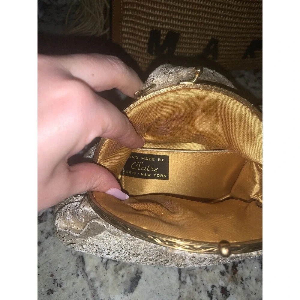 Claire Paris / New York Brocade Mini Vintage Bow Purse Handmade holiday glam